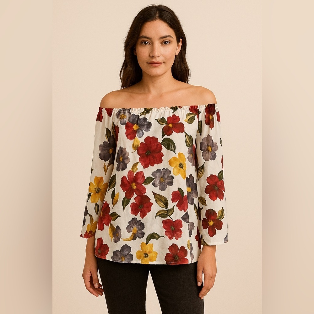 Sunstreak by Newport News 90s Vintage Floral Sheer Tunic Blouse M | Boho Retro